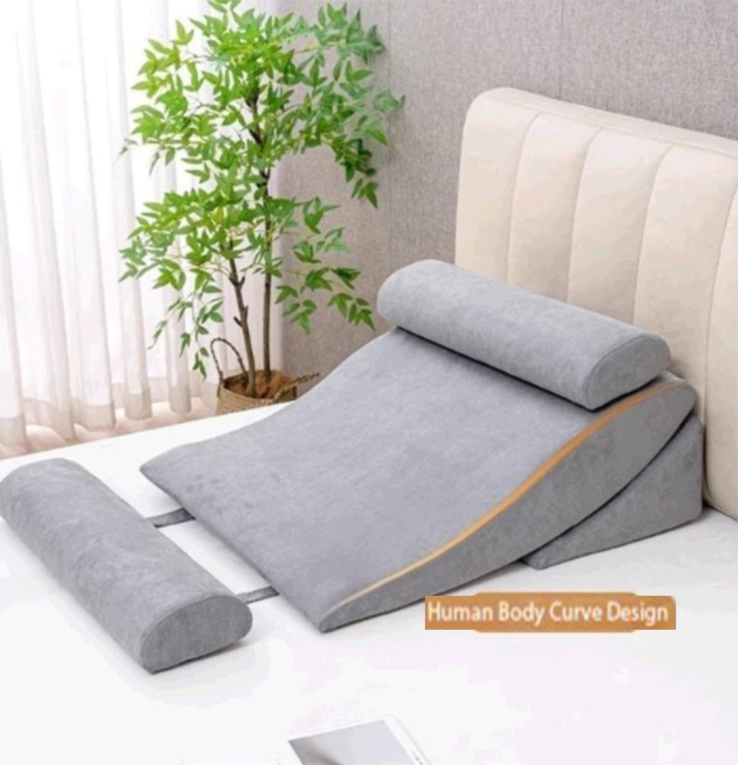 Juego de almohadas de cuña postoperatorias con funda lavable a máquina, almohada triangular para dormir, leer, espalda, piernas, rodilla, hombro, soporte para el cuello, cuidado del embarazo