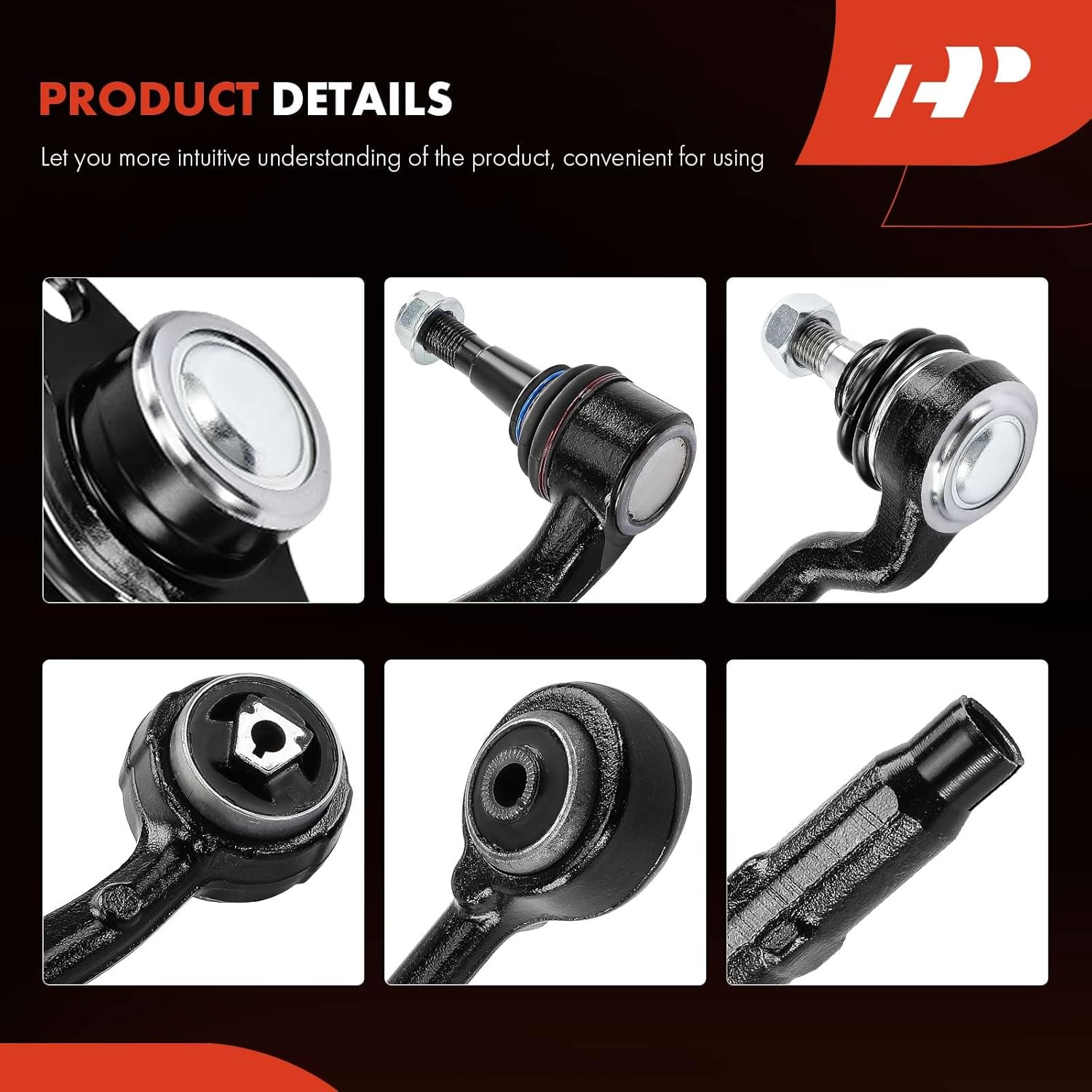 A-Premium Set of 8, Front Lower Forward & Rearward Control Arm, Lower Forward Ball Joint, Outer Tie Rod End, Compatible with BMW E53 Series - X5 2000 2001 2002 2003