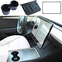 Vista 8 de 3 piezas de accesorios para consola central para Tesla Model Y 2021-2024 y Model 3 2021-2023, inserto para portavasos, protector de borde