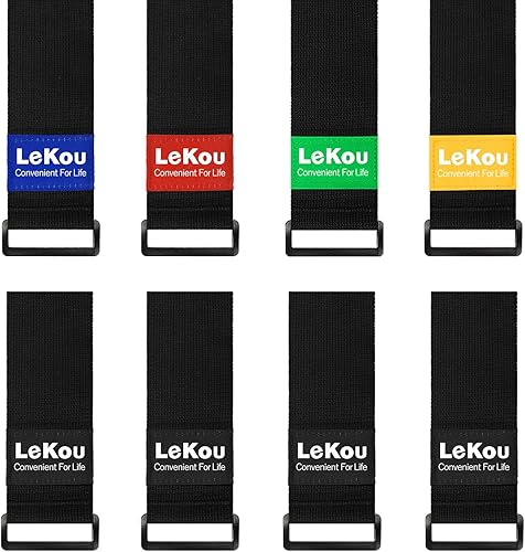 Correas elásticas de cincha negras de 2 x 18 pulgadas (paquete de 8), correas elásticas de almacenamiento de gancho y bucle correa de velcro con