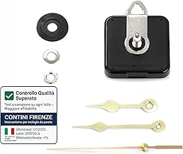 Clock-it Quality Clock Mechanism, Silent with Continuous Rotation, Gold Metal Hands, Height 16 mm / Thread 10 mm for Wall Clock, Italian Company Specialized
