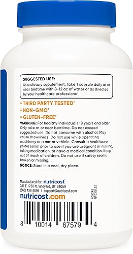 Miniatura 4 de Nutricost Melatonina 20 mg, 240 cápsulas, sin OMG y sin gluten