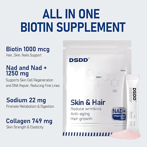 Miniatura 3 de Biotina 10000mcg, suplemento de biotina para apoyar el cabello, la piel y las uñas saludables, vitaminas para el crecimiento del cabello para