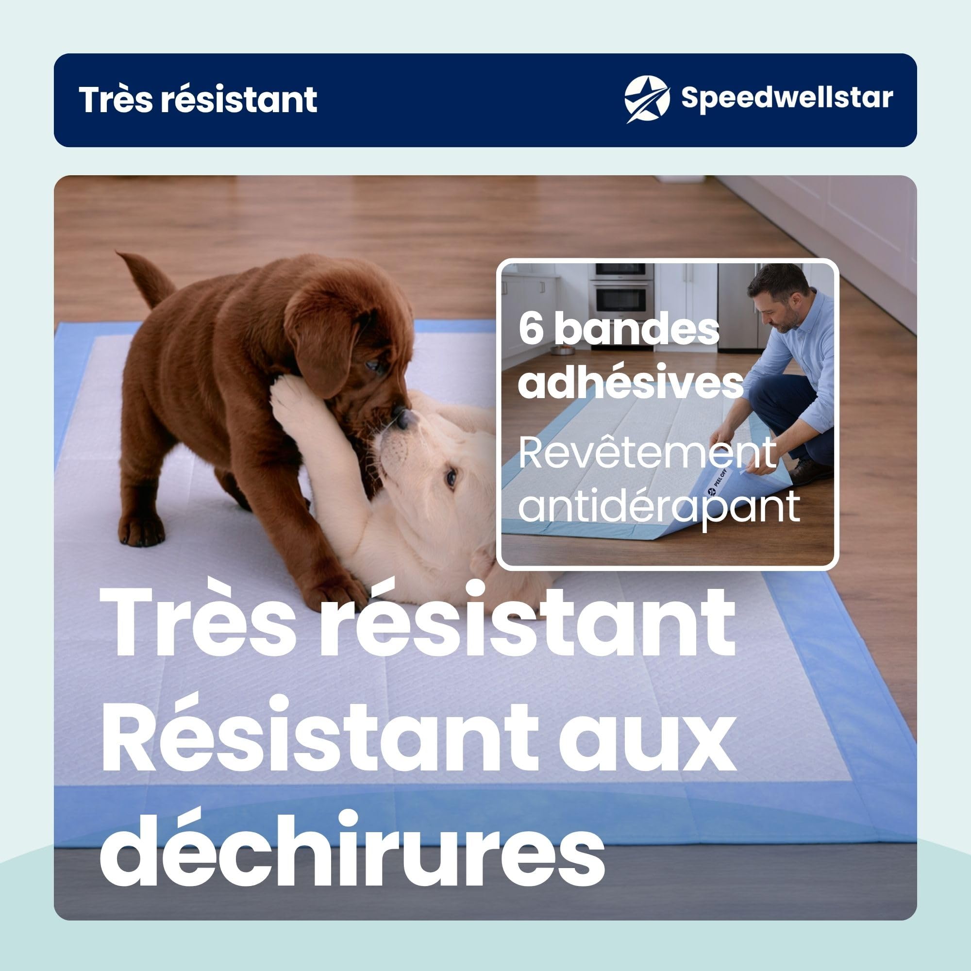 Alèses pour Chiots et Chiens Extra Grandes 150 x 80 cm, 2300 ML, Étanches, Séchage Rapide, Antidérapantes, Tapis d’Apprentissage et de Toilette pour Chiens et Animaux – Lot de 20 par Speedwellstar