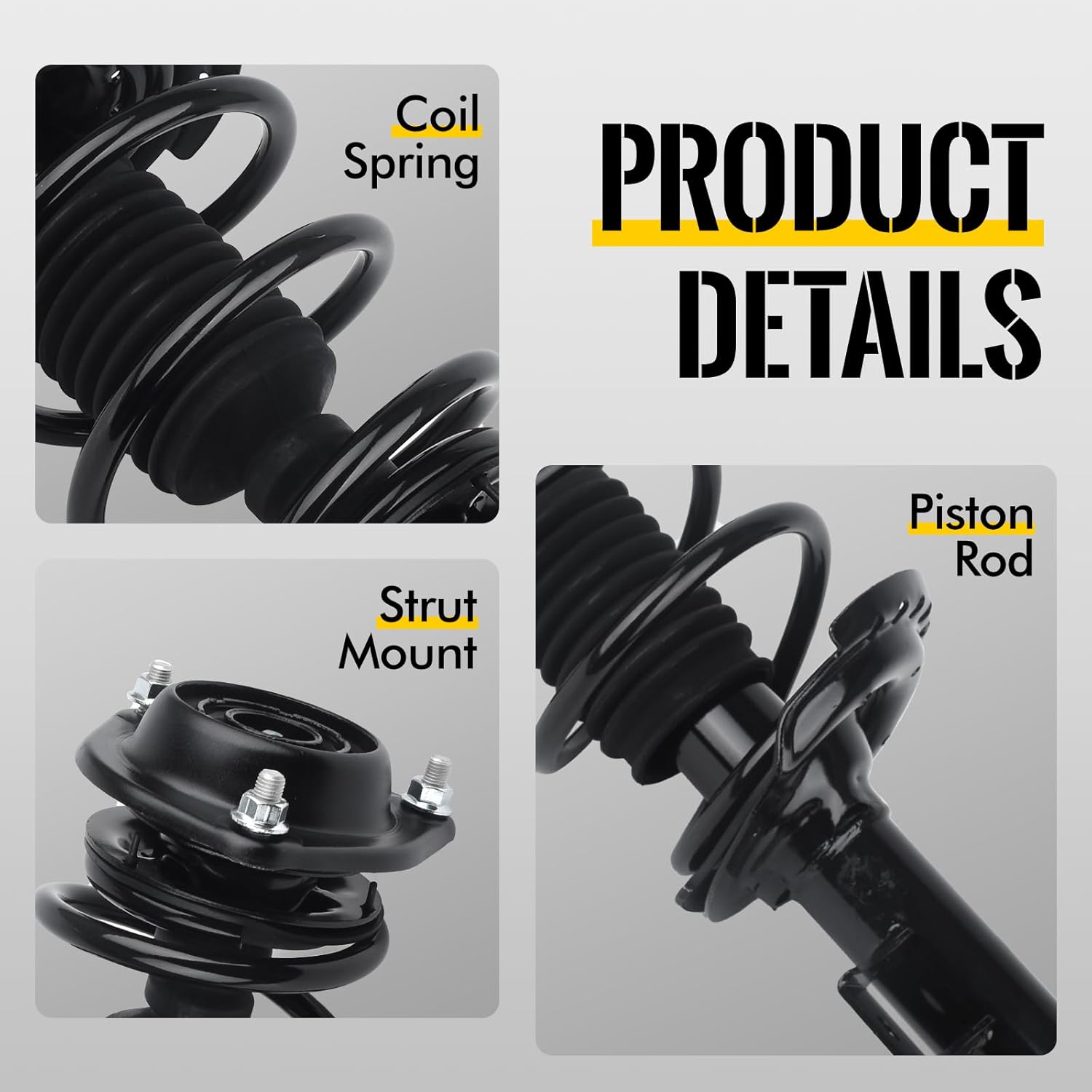 KUSATEC Front Pair Complete Struts Shock Absorber fit for 2011-2016 Hyundai Elantra; 172709 172708 Left/Right Struts with Coil Spring Assemblies