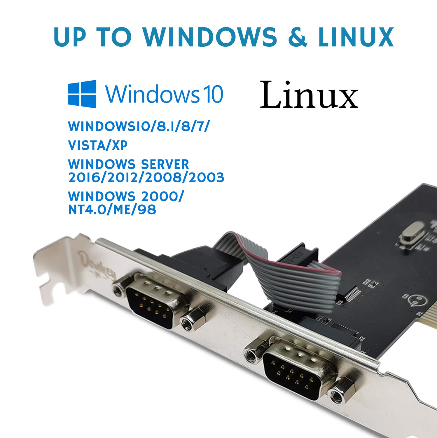 Tarjeta expansión PCI de 2 Puertos Serie DB9 PCI Pines RS232 Adaptador de Tarjeta para Ordenador. Ideal para impresoras de Tickets, lectores de códigos y Similar.