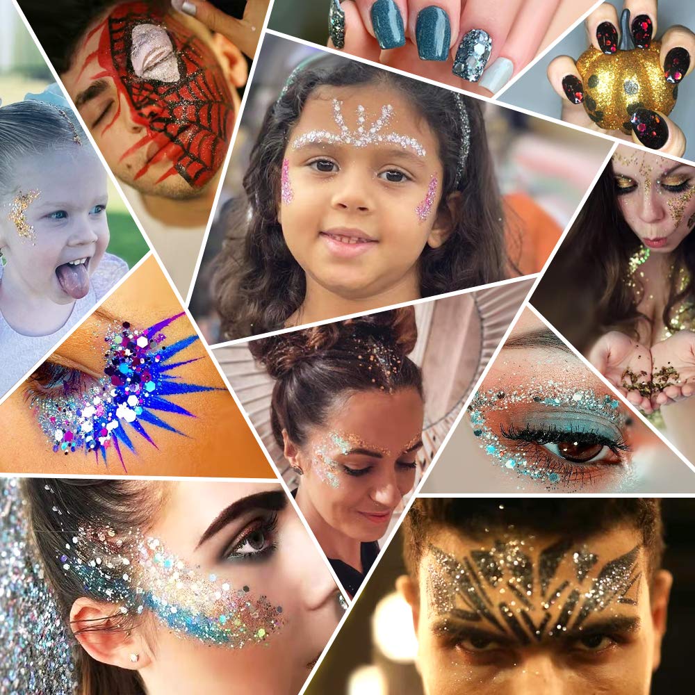 Paillettes Fines 45 Couleurs pour Art & Craft, Nail Art, Maquillage, Corps, Loisirs Créatifs