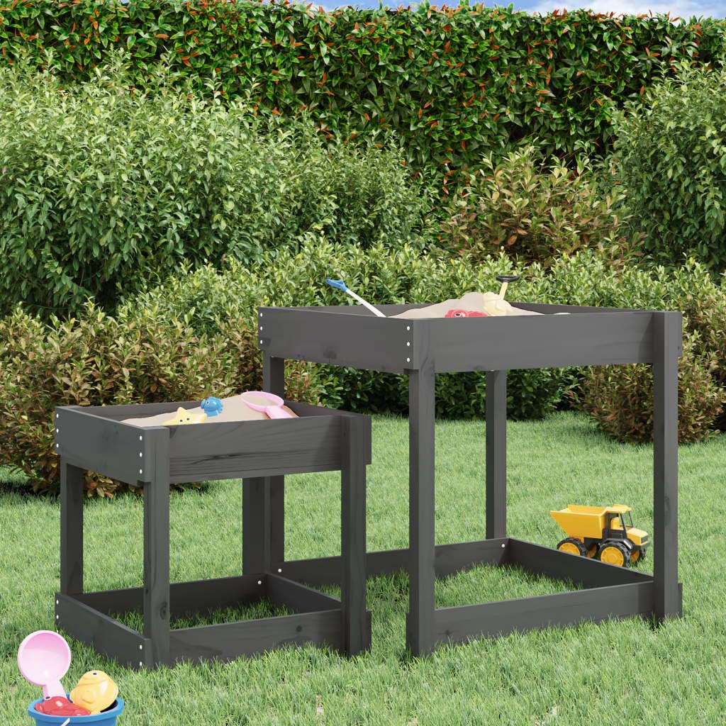 Sand-Spieltische 2 STK. Grau Massivholz Kiefer,15.02kg,825053