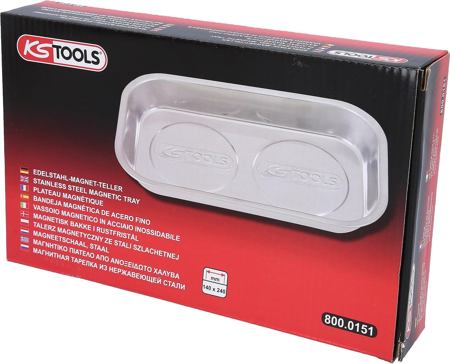 KS Tools 800.0151 Talerz magnetyczny ze stali szlachetnej, 140x240mm