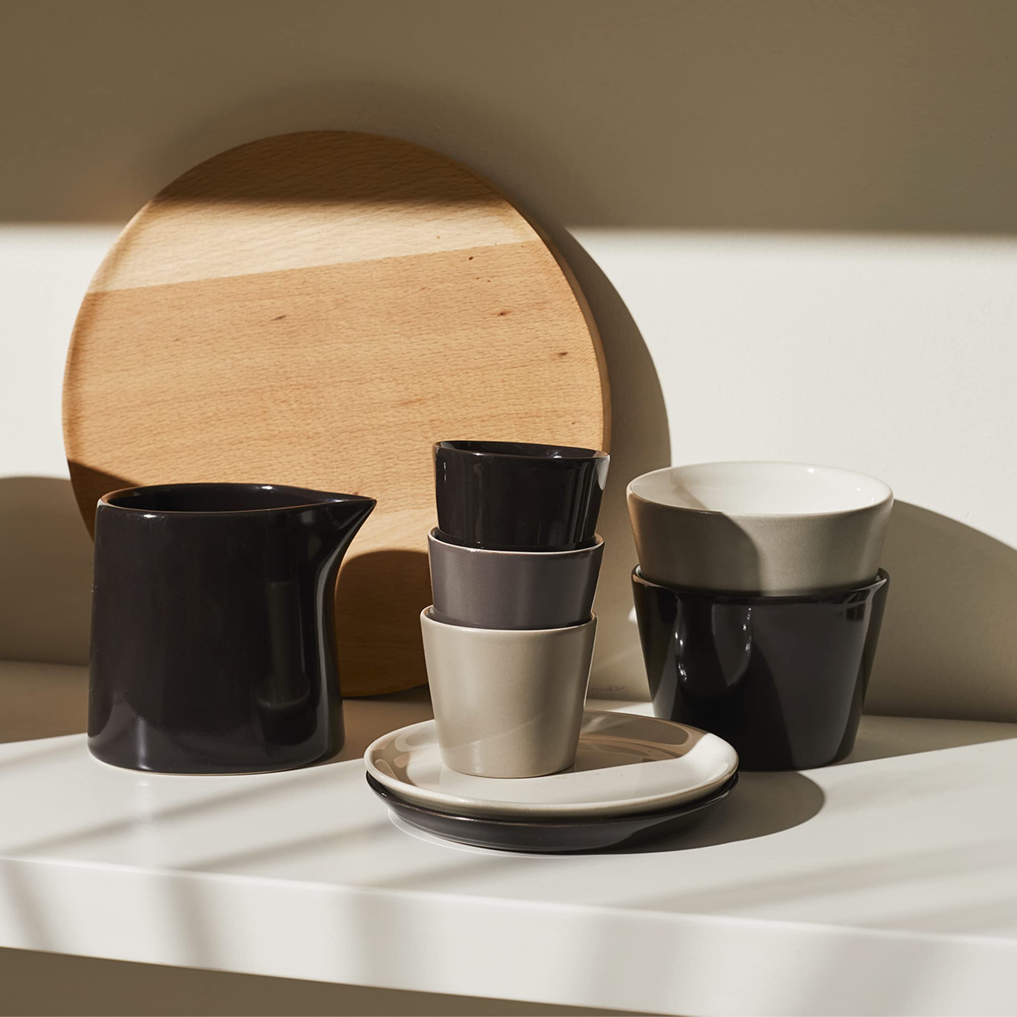 Alessi DC03/76 LG Tonale Mokka - Tazas sin asa (4 unidades), color gris claro