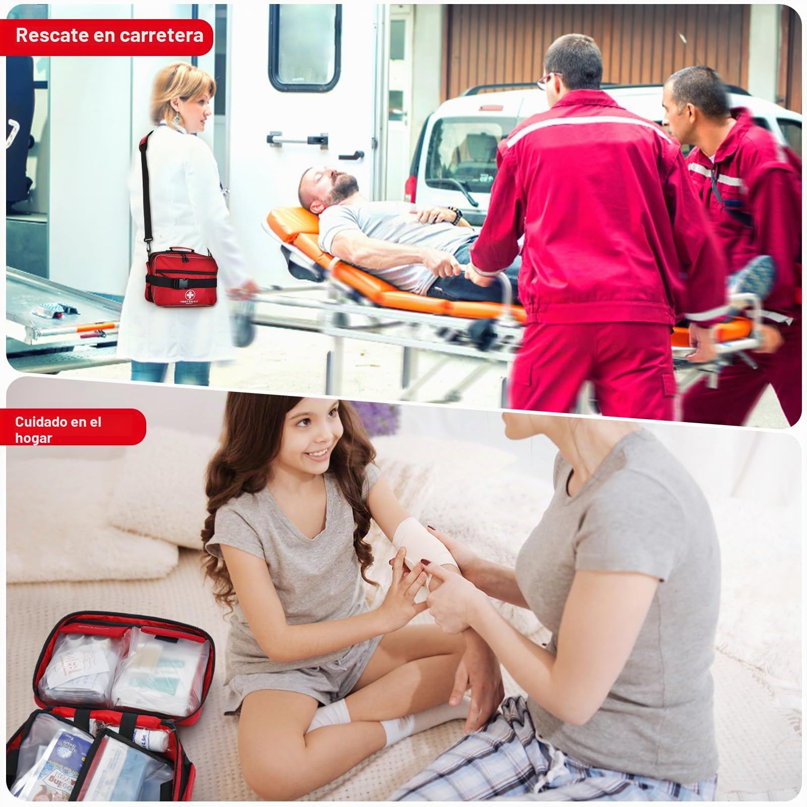 Poygik Kit de primeros auxilios grande de 420 piezas para el hogar, coche, viajes, camping, camión, senderismo, deportes, oficina, vehículo y emergencias al aire libre, kits médicos de emergencia,