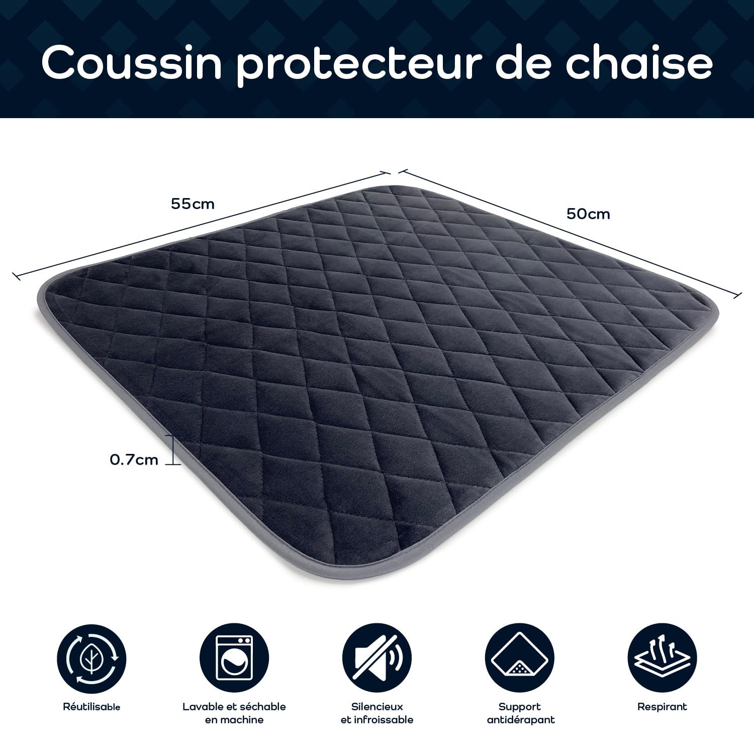 Protège siège imperméable | Protège siège Lavable de première qualité pour Les Adultes souffrant d'incontinence | Convient aux fauteuils roulants, Les canapés, Les chaises | Gris (1, Medium 50x55cm)