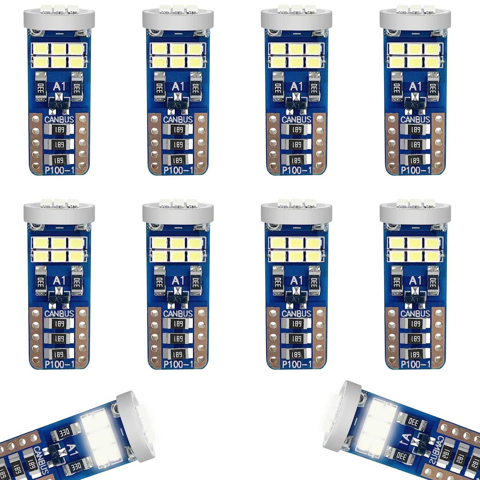 10PCS Lampadine LED T10 W5W 6500K (Bianco), Canbus Senza Errori, Alta Luminosità, Lunga Durata - Illuminazione Interna Auto, Cupola, Plafoniera Aspettar