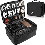 Voyage électronique Organisateur, étanche Cable Organizer Bag pour les accessoires électroniques Double couche Large Shockproof Cable Storage Bag pour cordon, Power Bank, Comprimé(jusqu'à iPad 11 de pouce) - noir