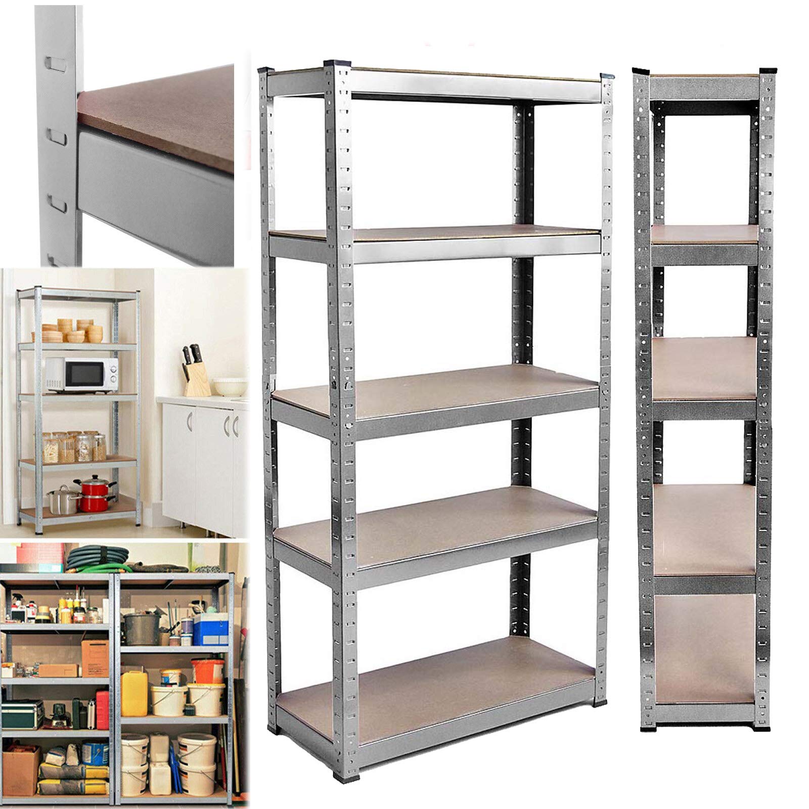 Buy 5Tier Galvanized Shelving Units for Garage Shed Storage Shelf Unit 180cm x 90cm x 40cm Heavy