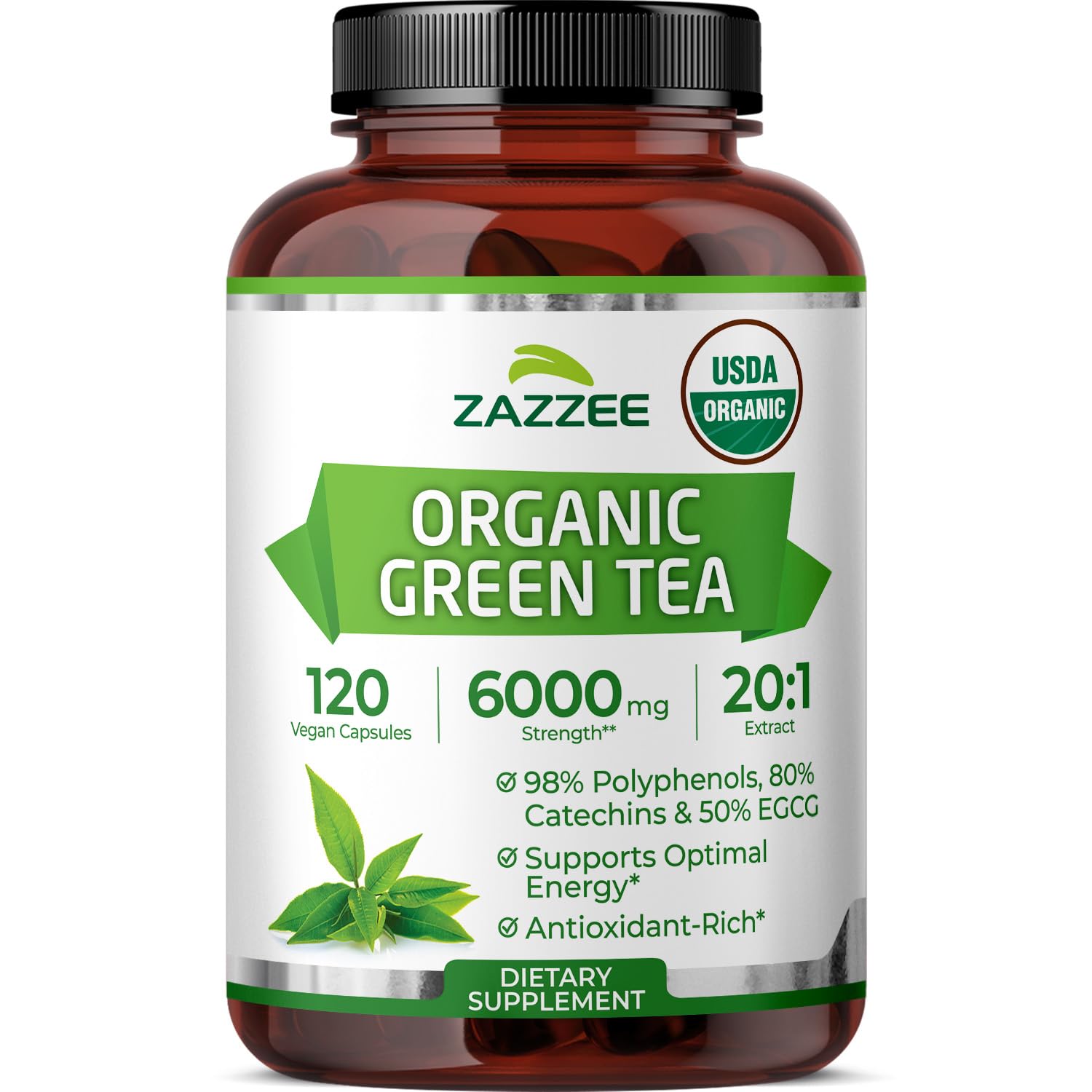 Amazon.com: Zazzee USDA Organic Green Tea 20:1 Extract, 50% EGCG
