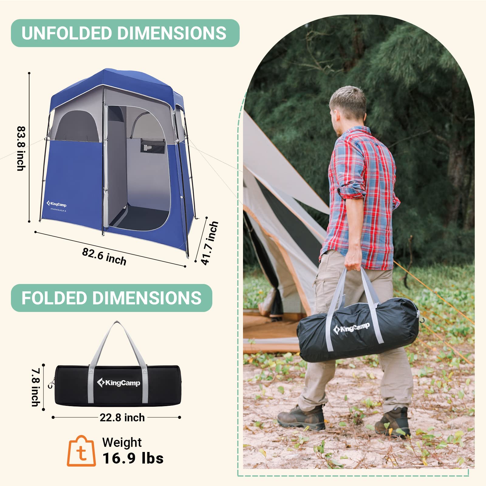 KingCamp Outdoor Privacy Double Shower Tents