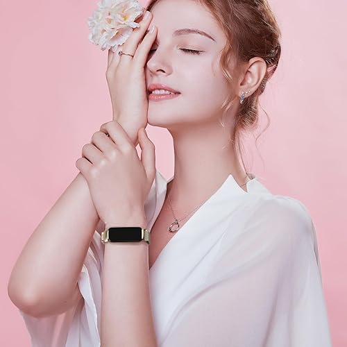 Miniatura 7 de Correa de metal compatible con Fitbit Inspire 3 bandas para mujeres y hombres, correa de repuesto de malla de acero inoxidable ajustable magnética