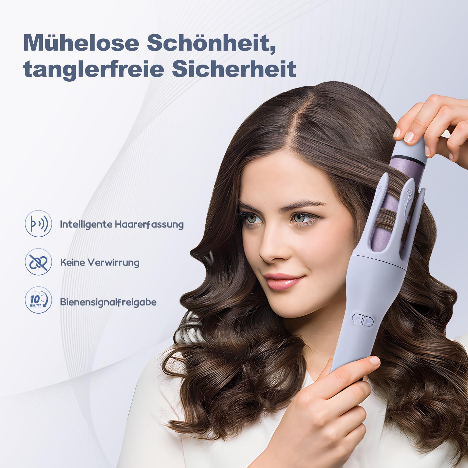 Automatischer Lockenstab 32mm, 2 in 1 Lockenstab und Glätteisen | Für mittellanges Haar, Universalspannung, Keramik-Beschichtung, Signalton, 360° drehbares Kabel inkl. hitzefeste Handschuhe