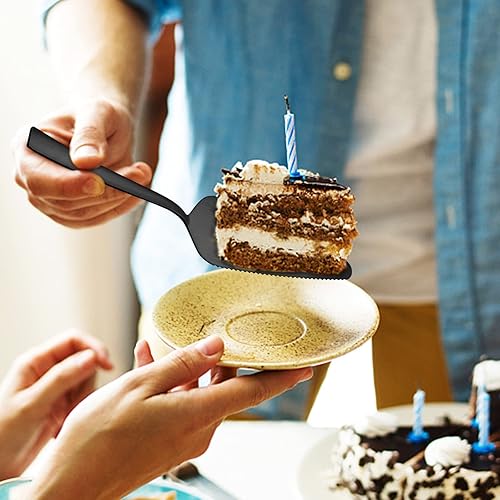 Miniatura 5 de E-far - Juego de 3 servidores de pastel negro mate, cortador de acero inoxidable de 8.9 pulgadas para pasteles y pizza de queso, borde dentado con