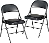 BOOSDEN Folding Chair, Foldable Chair, Set of 2, Faux Leather Fold Up Chairs for Home, Office, Dining, Portable and Compact Metal Frame Folding Seat, Padded Fold Out Chairs Indoor & Outdoor, Black