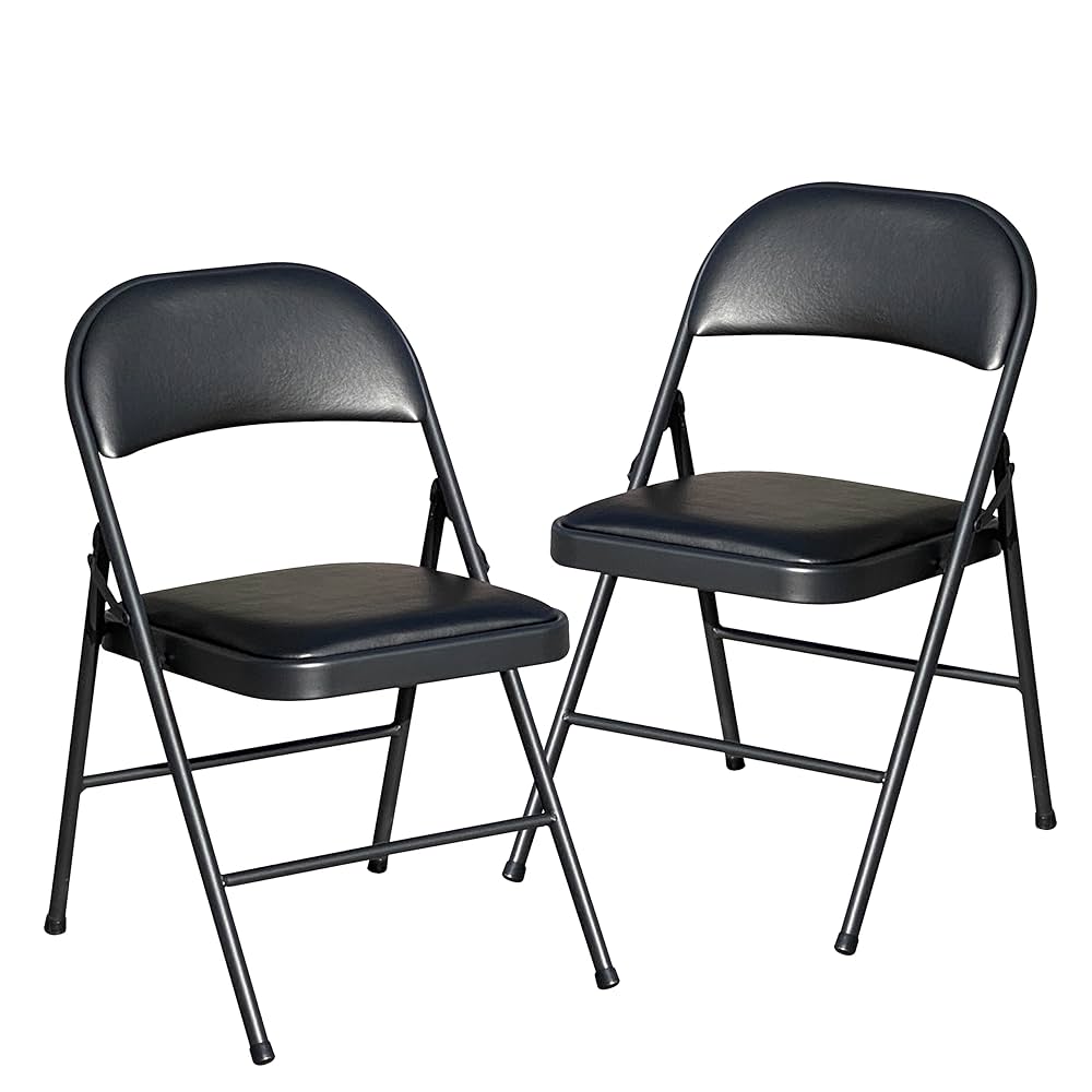 Folding Chair, BOOSDEN Foldable Chair, Set of 2, Faux