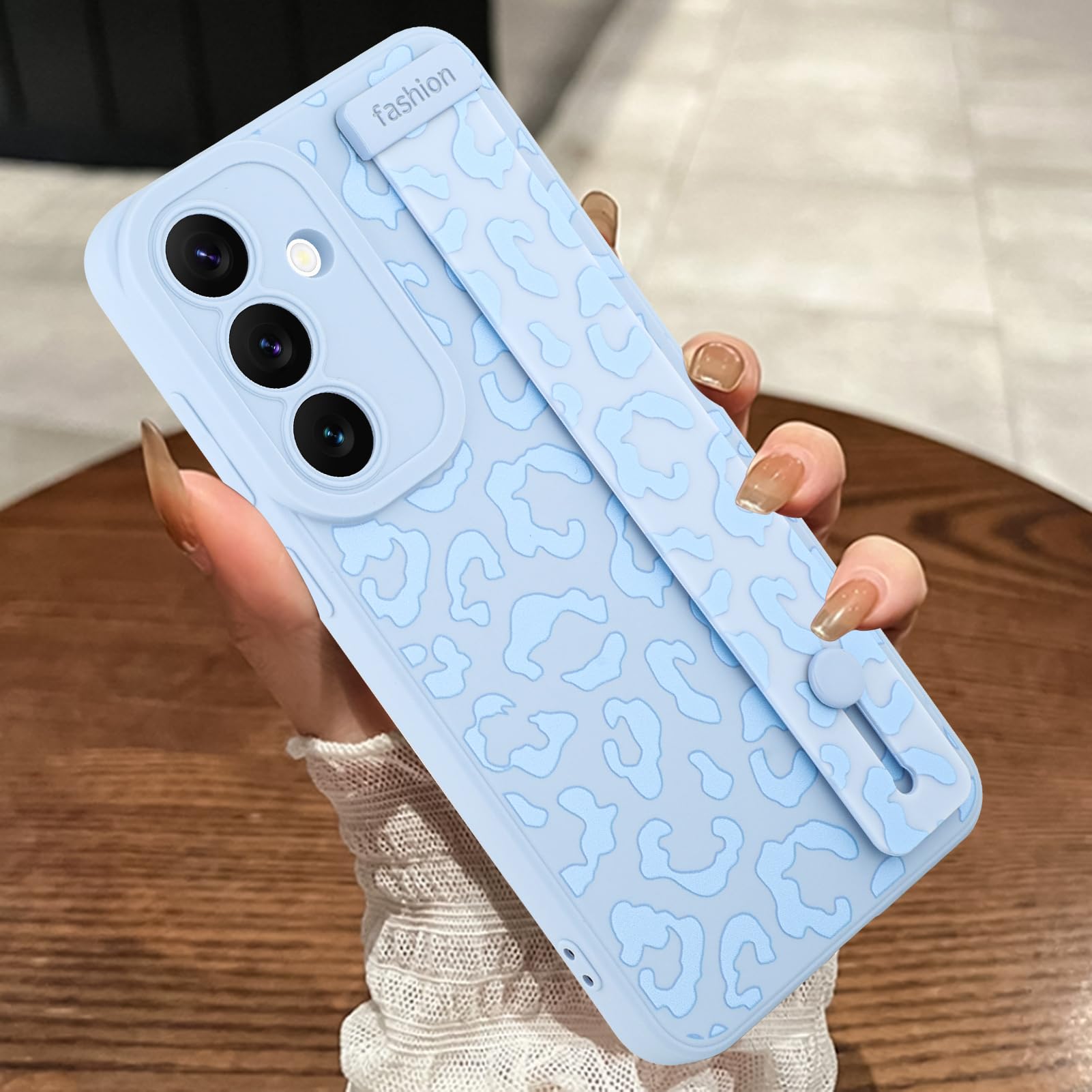 MOWIME Compatible with Samsung Galaxy S25 Case with Strap Wrist, Cheetah Print Shockproof Soft TPU Protective Cover for Women Girls, Slim Anti Scratch