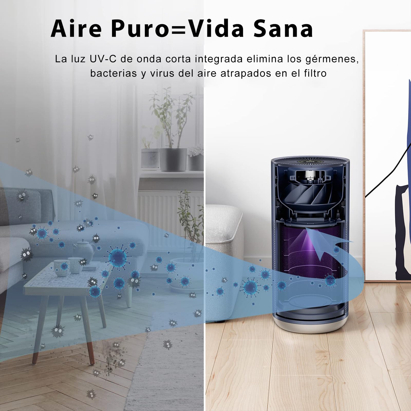 smartmi Smartmi Purificador de Aire 2 Purificación Luz UV Integrada Monitorización en Tiempo Real Pantalla Táctil OLED Conectado APP y AI Control Inteligente por Voz