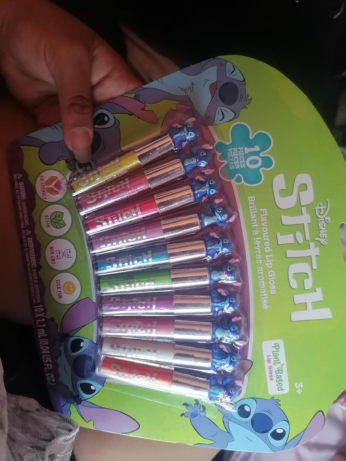 Townley Girl Disney Stitch 10 Piece Plant Based Lip Gloss, Girls Party Favors, First Makeup Set for Girl, Perfect for Parties, Sleepovers, and Birthday Gifts, Ages 3+, by Townley Girl