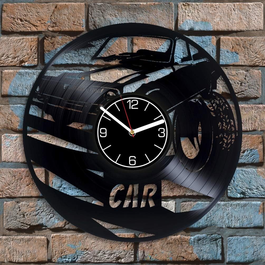 Car Vinyl Record Wall Clock Car Vinyl Clock Auto Home Decoration Automobile Wall Art Auto Clock Car Wall Clock Modern Automobile Gift Vintage Clock 12 inch Wall Clock