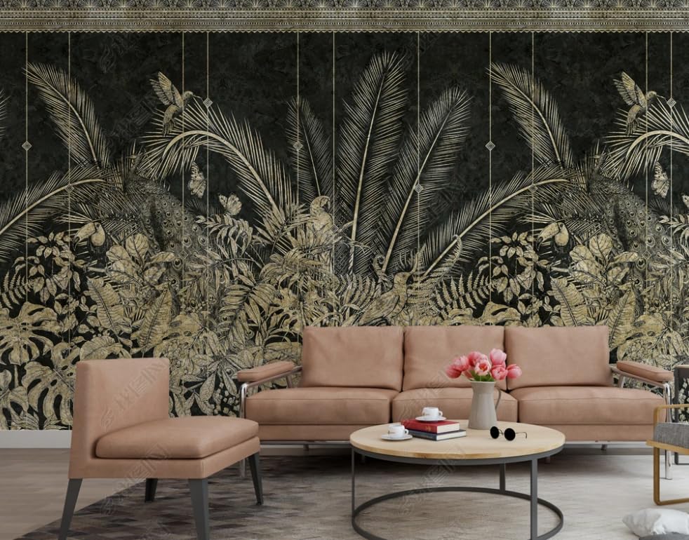 Papier peint intissé tropical oiseau de fleur de bananier poster géant mural pour salon 400x280cm