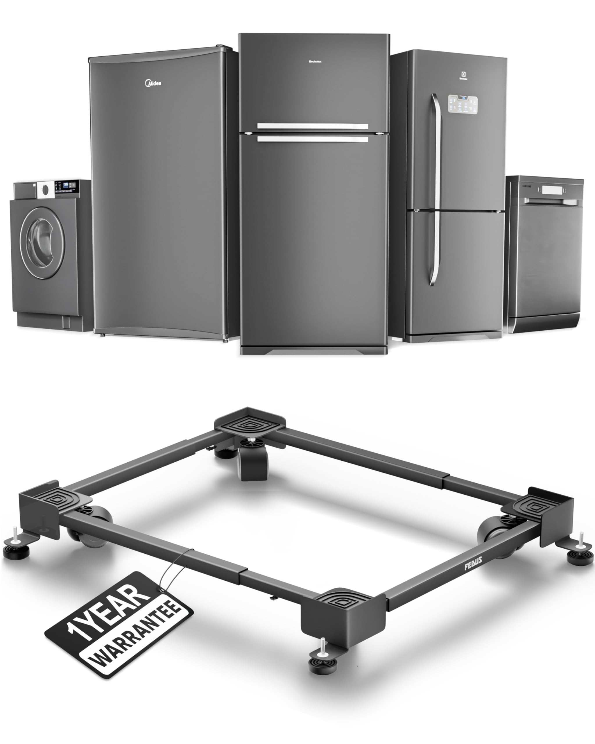 FEDUS Fridge Stand Trolley with Wheels, Refrigerator Stand, Single Double Door Adjustable Metal Stand Compatible for Bosch, Samsung, Haier, LG, IFB, Whirlpool, Haier, Godrej, Voltas Machine-image-41