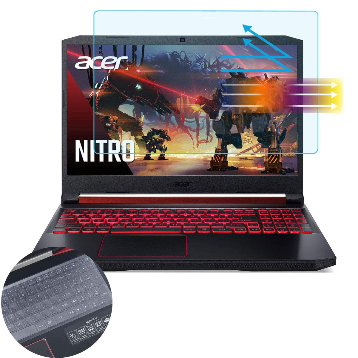 Screen Protector for 15.6" Acer Nitro 5 & Acer Predator Helios 300 Anti Blue Light Filter Keyboard Cover for Nitro 5 AN515-58/57/56/55/54/45/43/44 AN715-51/52 & Predator Helios 300 PH315-54/53/52