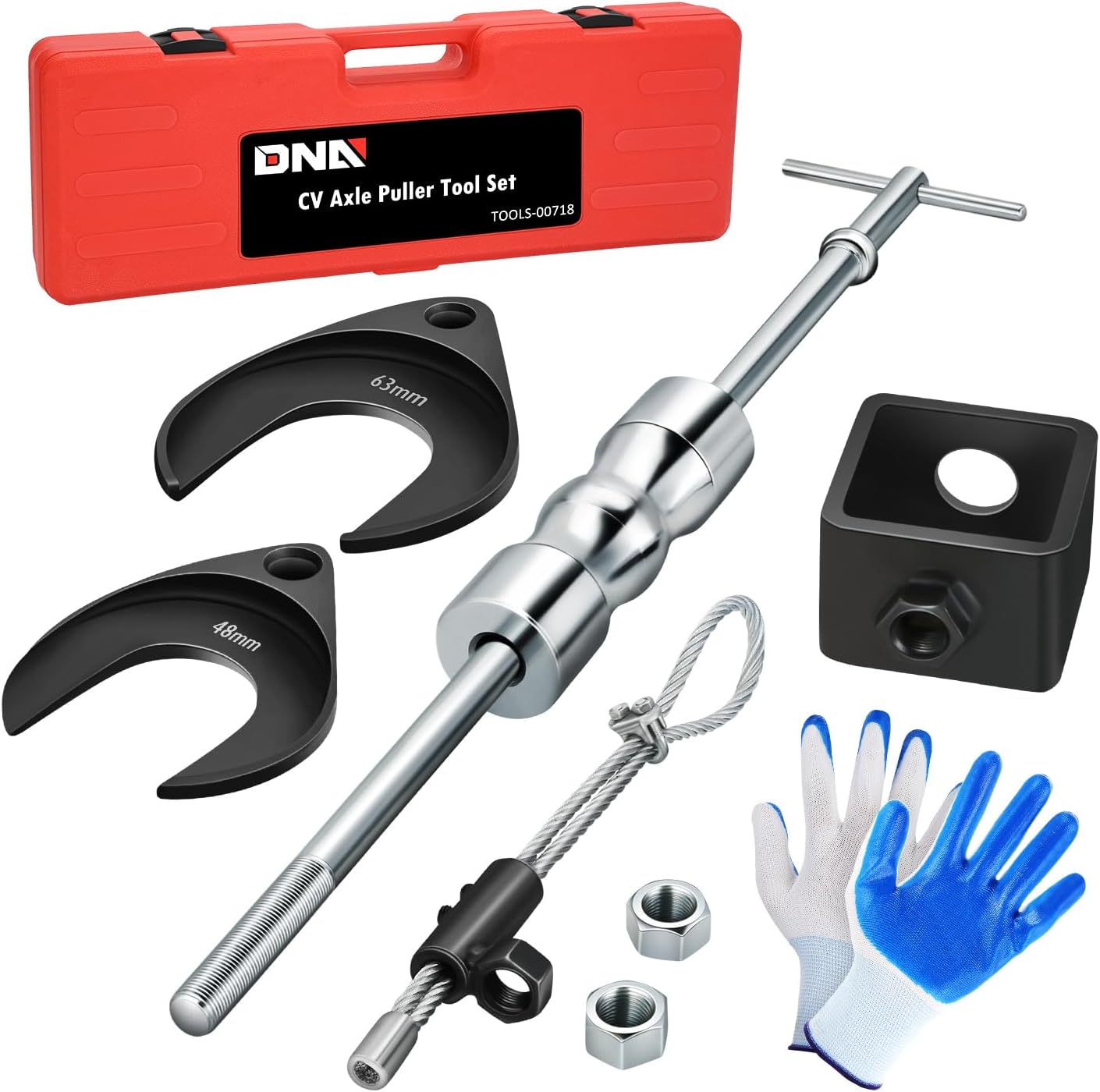 DNA MOTORING CV Axle Puller Tool Set, Slide Hammer Puller Set, CV Joint Removal Tool Kit, Front Wheel Hub Bearing Remover & Rear Wheel Axle Hub Dent Shaft Puller Tool Kit, CV Axle Puller Tool Set
