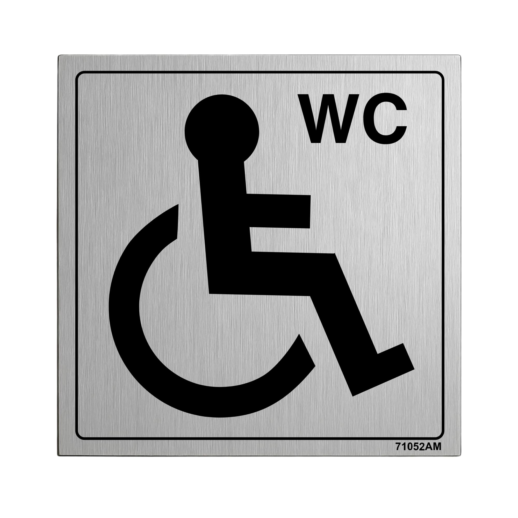Vsafety Silver, Black V Safety General Door-Disabled Wc Sign - 150Mm X 150Mm - 3Mm Brushed Alu Comp