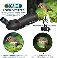KEXWAXX Spektív 25-75x100mm - Vízálló IPX7 Távcső Vadászathoz, Sportlövészethez és Madármegfigyeléshez - FMC BAK4 Prizmás Fekete Állvánnyal  7
