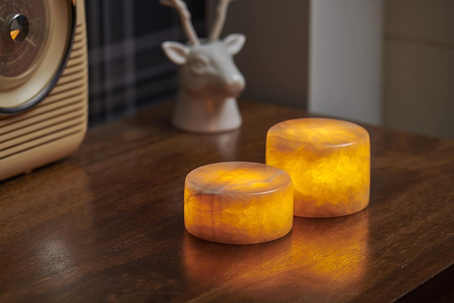 Auraglow Marble Rock Salt Effect Style LED Mood Light Glow Warm White Lamp with Timer Function – Perfect for Bedroom, Lounge or Office - Small and Tall Pack