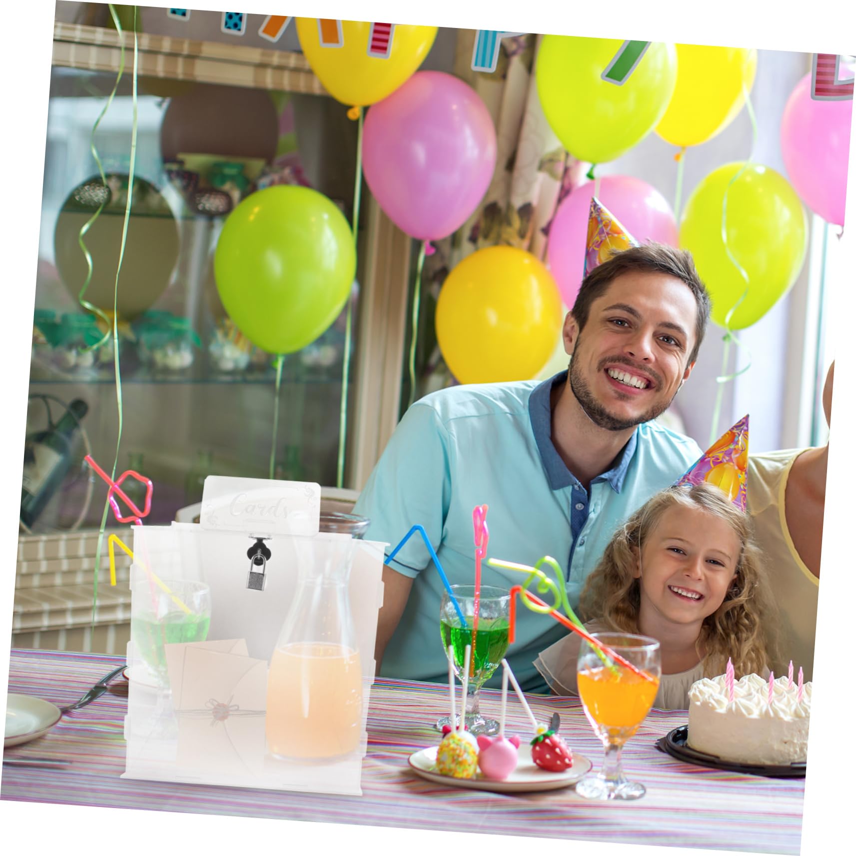 Caja Acrílica De Tarjetas Con Cerradura Para Bodas y Fiestas Recipiente Transparente Para Colección De Tarjetas y Envelopes Para Invitados y Recuerdos