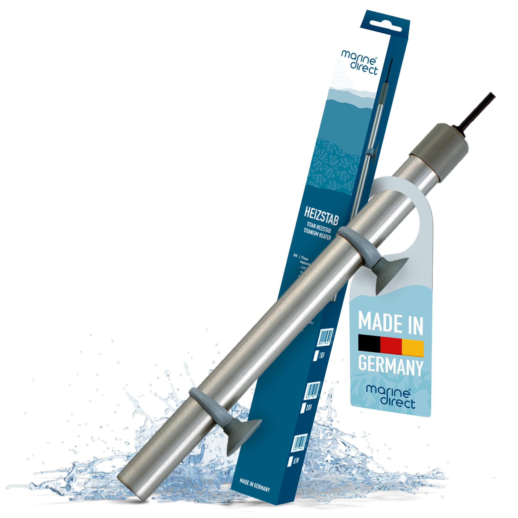 Titanheizstab 300W für Süß- & Meerwasser-Aquarien – Aquarium Heizung mit Saugnäpfen – Heizstab absolut unzerbrechlich & sicher im Betrieb – Made in Germany