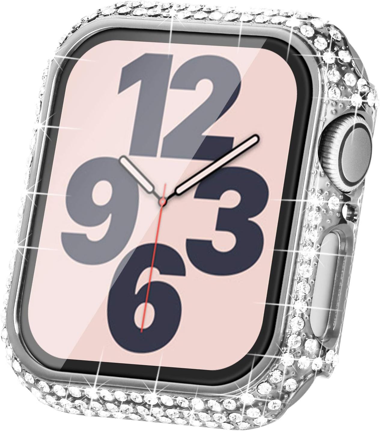 Surace Compatible with Apple Watch Case 38mm for Apple Watch Series 6/5/4/3/2/1, Bling Cases with Over 200 Crystal Diamond Protective Cover Bumper for 38mm 40mm 42mm 44mm (38mm, Silver)