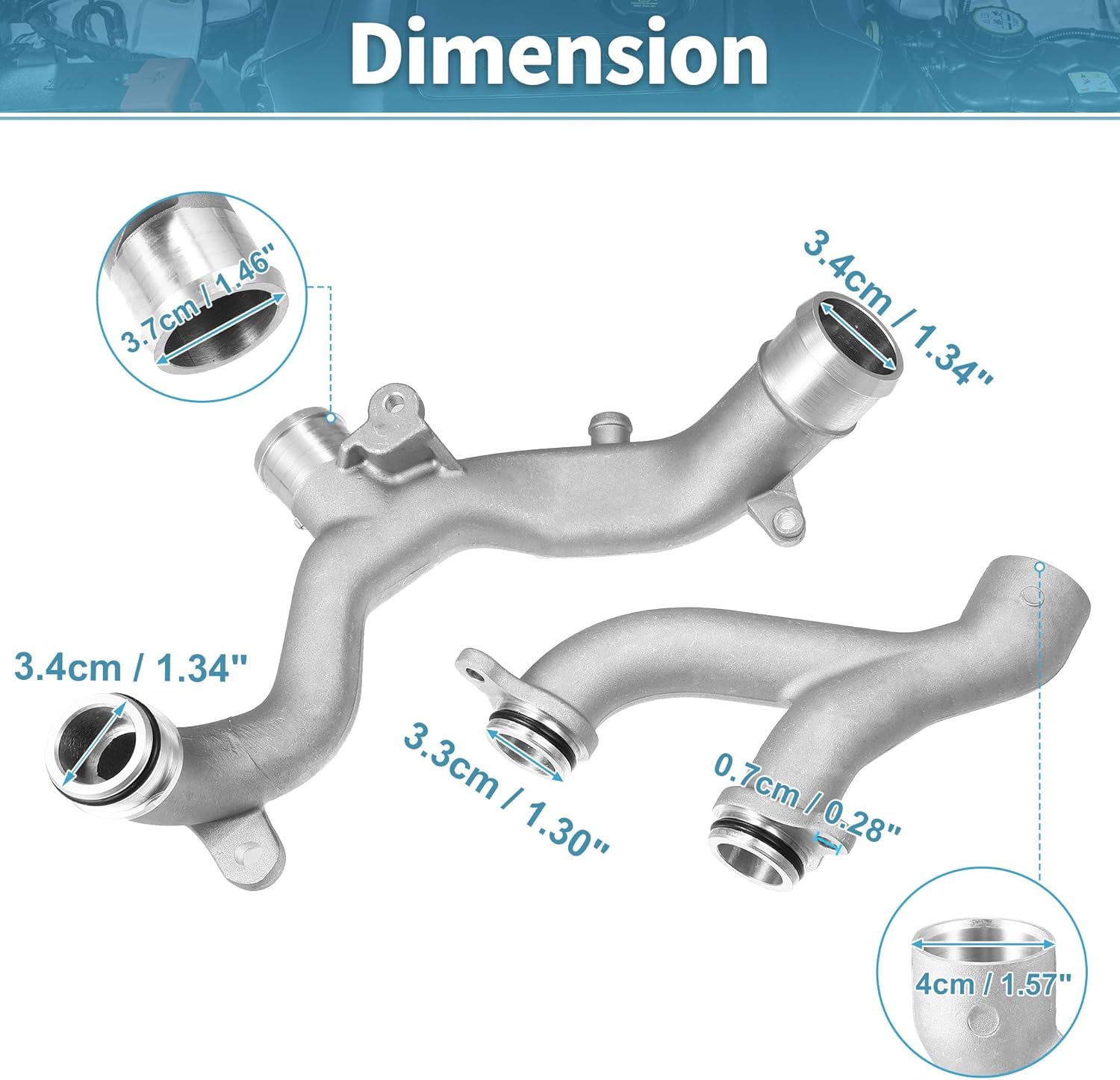 X AUTOHAUX 1 Set Aluminum Thermostat Top Crossover Hose Coolant Pipe Water Outlet for Land Rover for Range Rover Sport LR4 Discovery for Jaguar XJ XF XE LR092992 LR090630 AJ813917 AJ813865