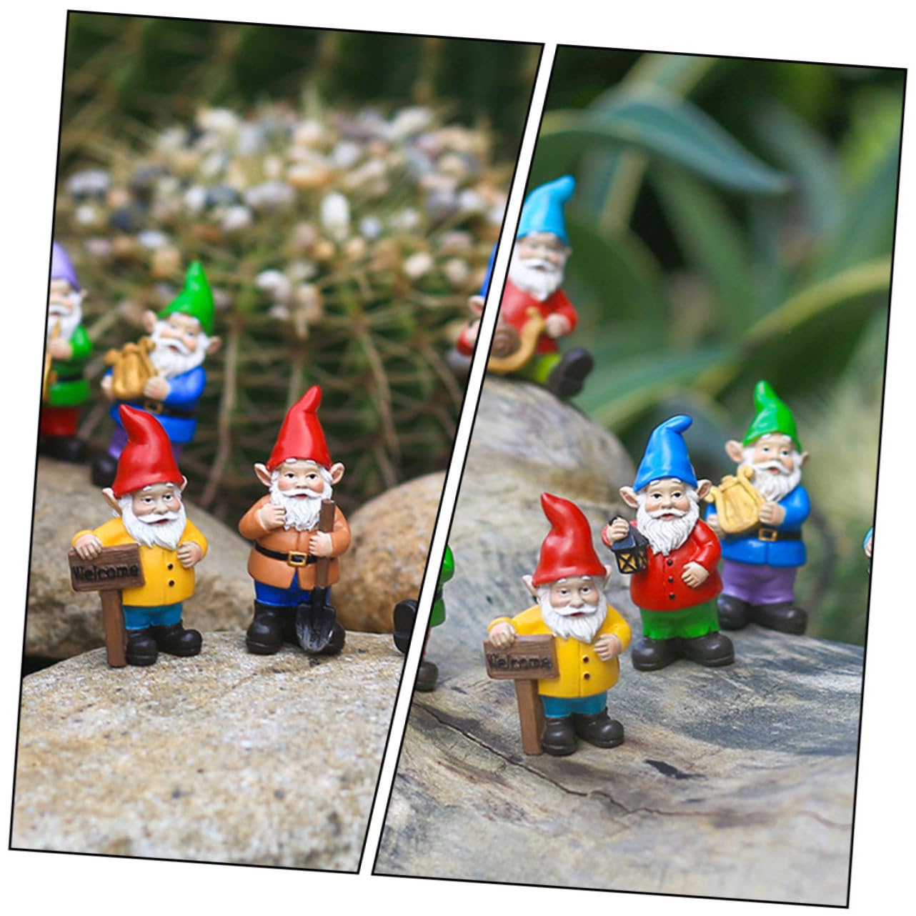 Kisangel Figurina de Gnomos 7 Piezas de Resina para Decoración Navideña | Set de 1 Juego, Estilo Cartoon Creativo y Único, Pensado para Niños Decorar el Hogar