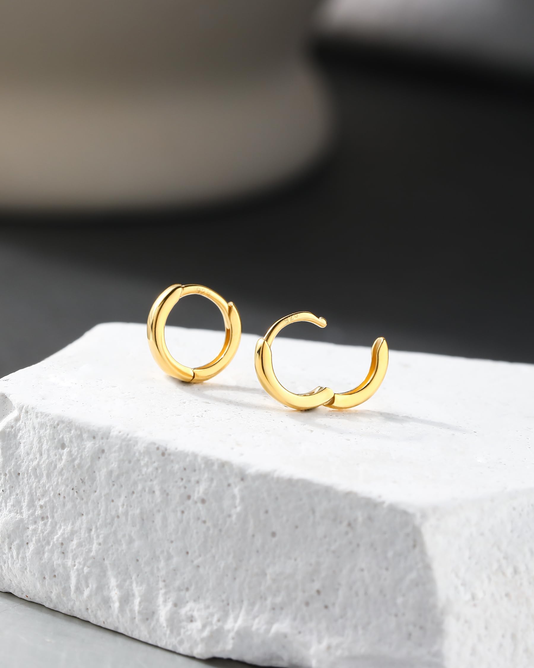 Jewseen Gold Septum Ring Knorpel Ohrring 20G Tragus Kreis 925 Sterling Sliver Lippenringe 2 Stück Conche Ohrringe 10 mm