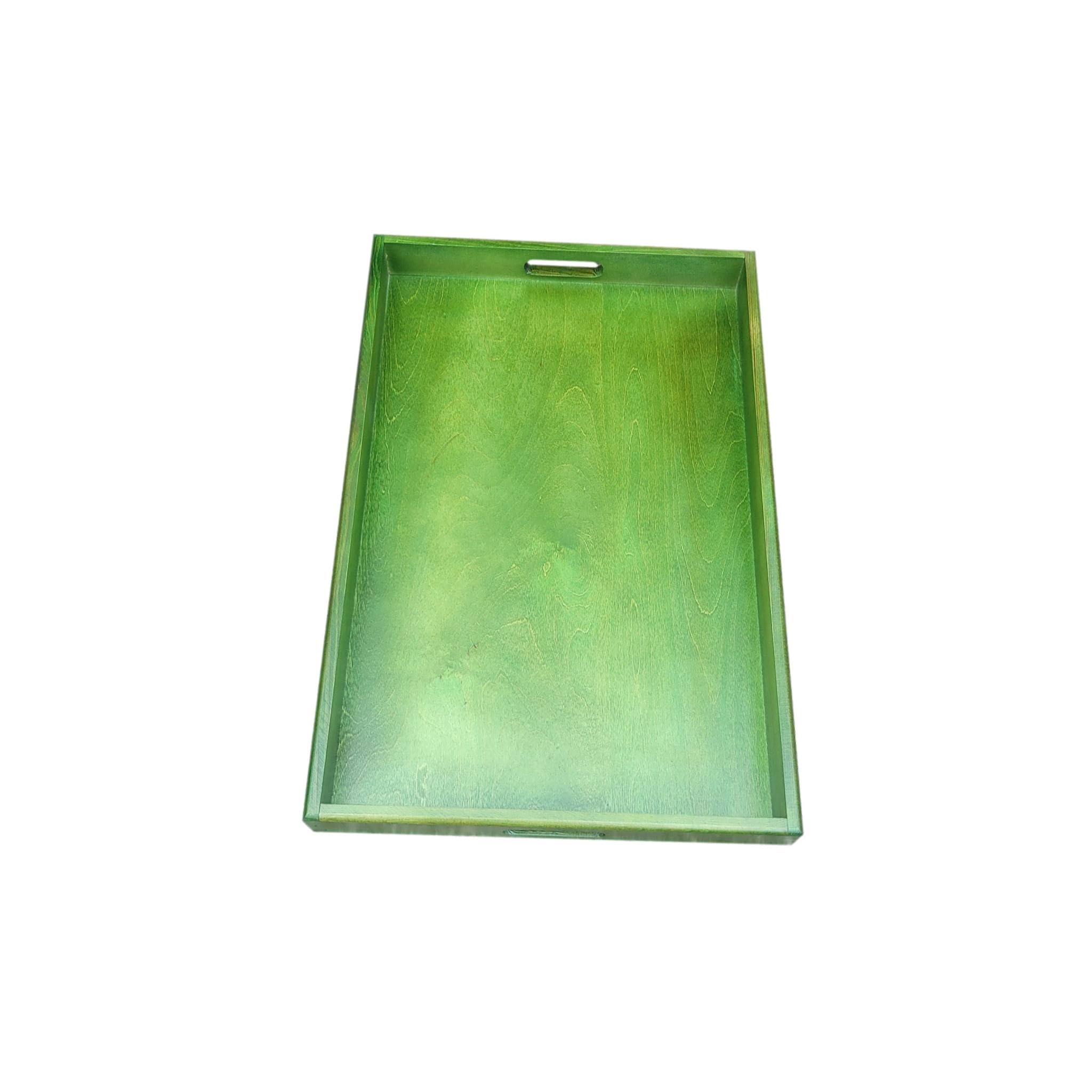 Bandeja grande de madera, 60 x 40 x 6 cm, color marrón