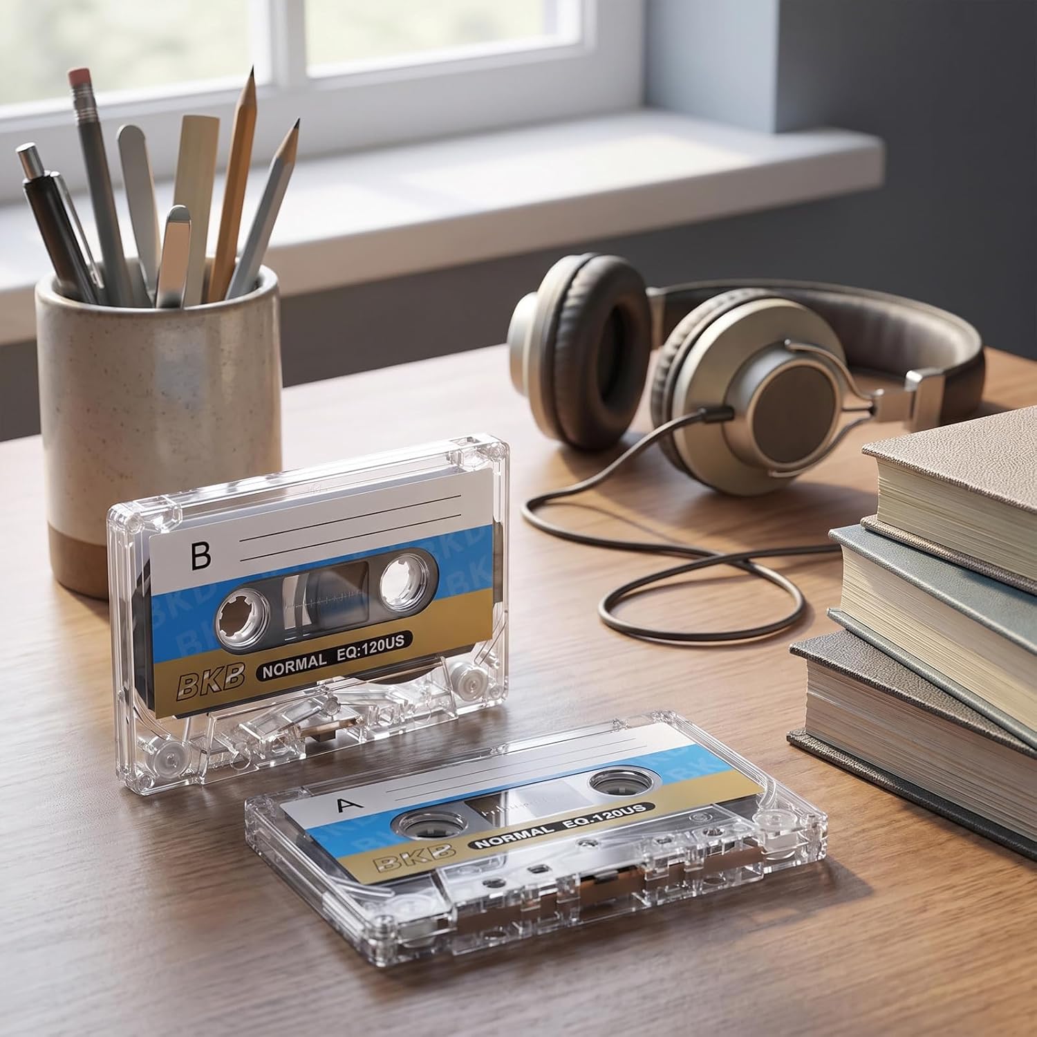 2Pcs Blank Cassette Tape Clear 60 Mins Audio Recording Tape