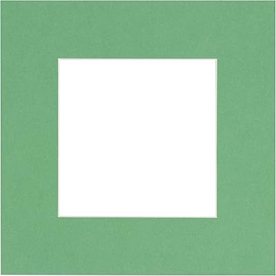 16x16 Mat Bevel Cut for 12x12 Photos - Precut Turf Green Jade Square Shaped Photo Mat Board Opening - Acid Free Matte to Protect Your Pictures - Bevel Cut for Family Photos, Pack of 1 Matboard