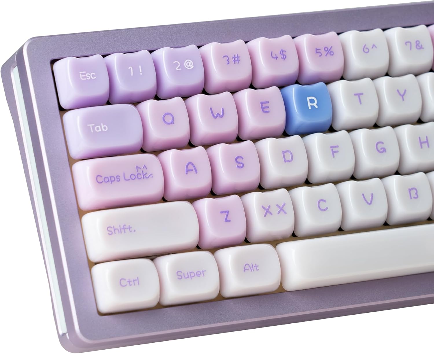 Jelly Jade Keycaps, Translucent Cute Ragdoll Cat Key caps, Mao Profile, Custom 148 Keys Set for 100%, 75%, 65%, 60% Mechanical Keyboard (Purple)