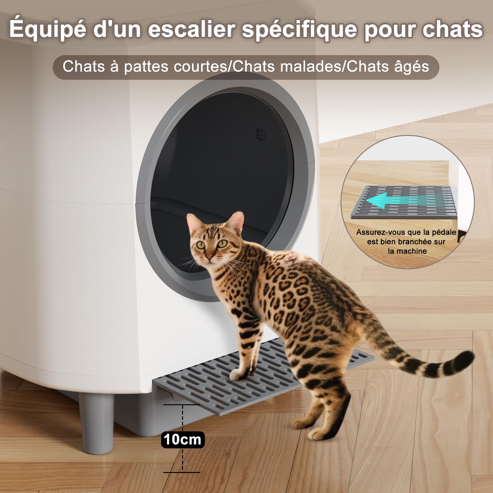 Litiere Chat Autonettoyante, Litière Automatique Anti-Fuites/Pincement/Odeur, Contrôle APP, Bac Litiere pour Chat Capacité 90L pour Plusieurs Chats, Vidage en 1 Touche Nettoyage Facile