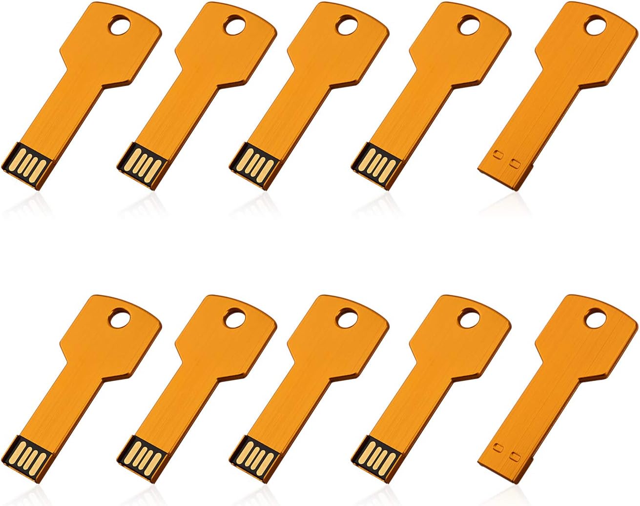 RAOYI 10pcs 2G 2GB USB Flash Drive Flash Drive Metal Key Design USB 2.0 Flash Drive Memory Stick Gold