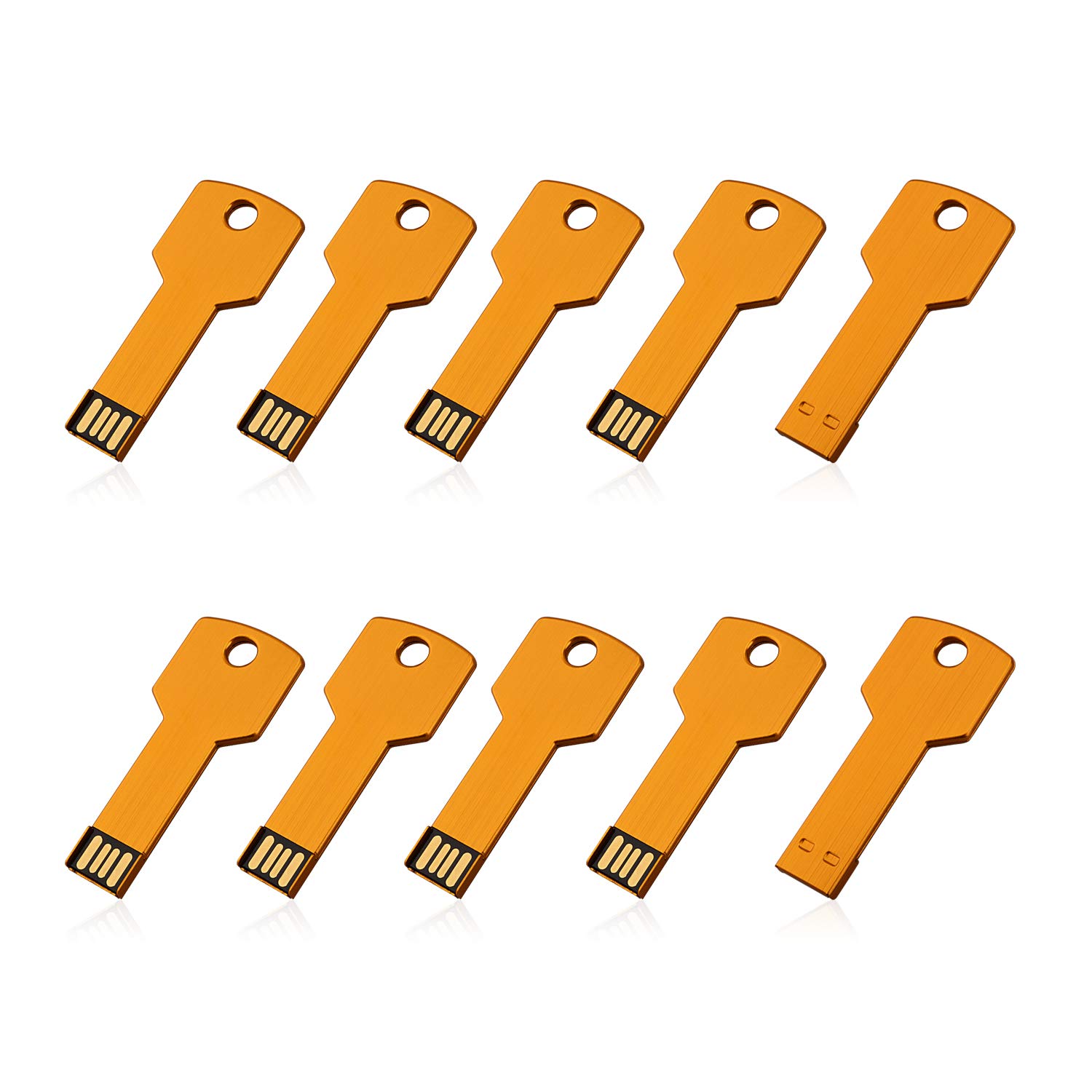 RAOYI 10pcs 2G 2GB USB Flash Drive Flash Drive Metal Key Design USB 2.0 Flash Drive Memory Stick Gold